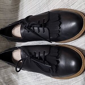Clarks Black Somerset Women Leather Griffin Mabel Oxford 8.5 M (fits like 8)